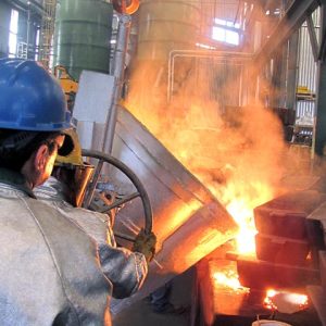 Melting metals at RP Metals foundry